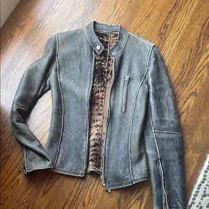 Women's Distressed Black Leather Jacket